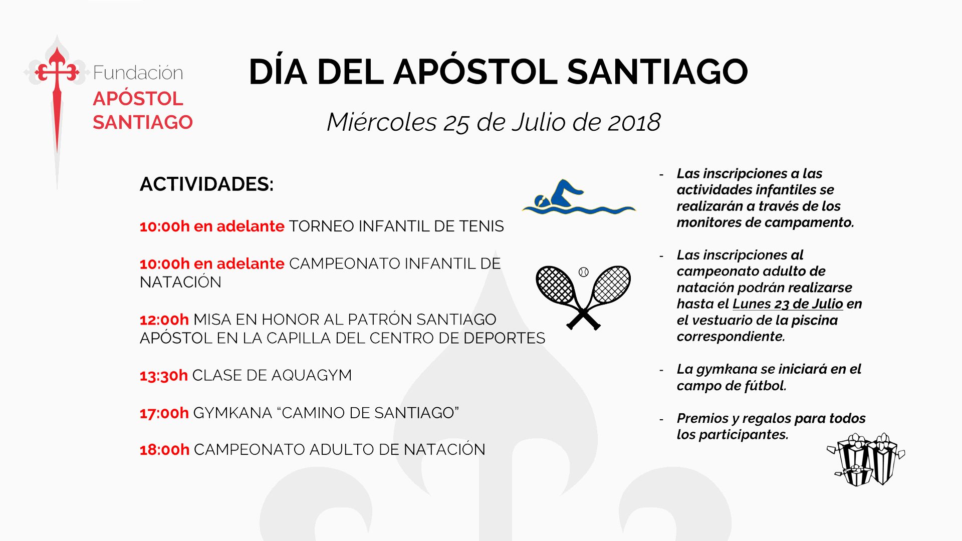 Actividades día del  Apóstol  Santiago 2018