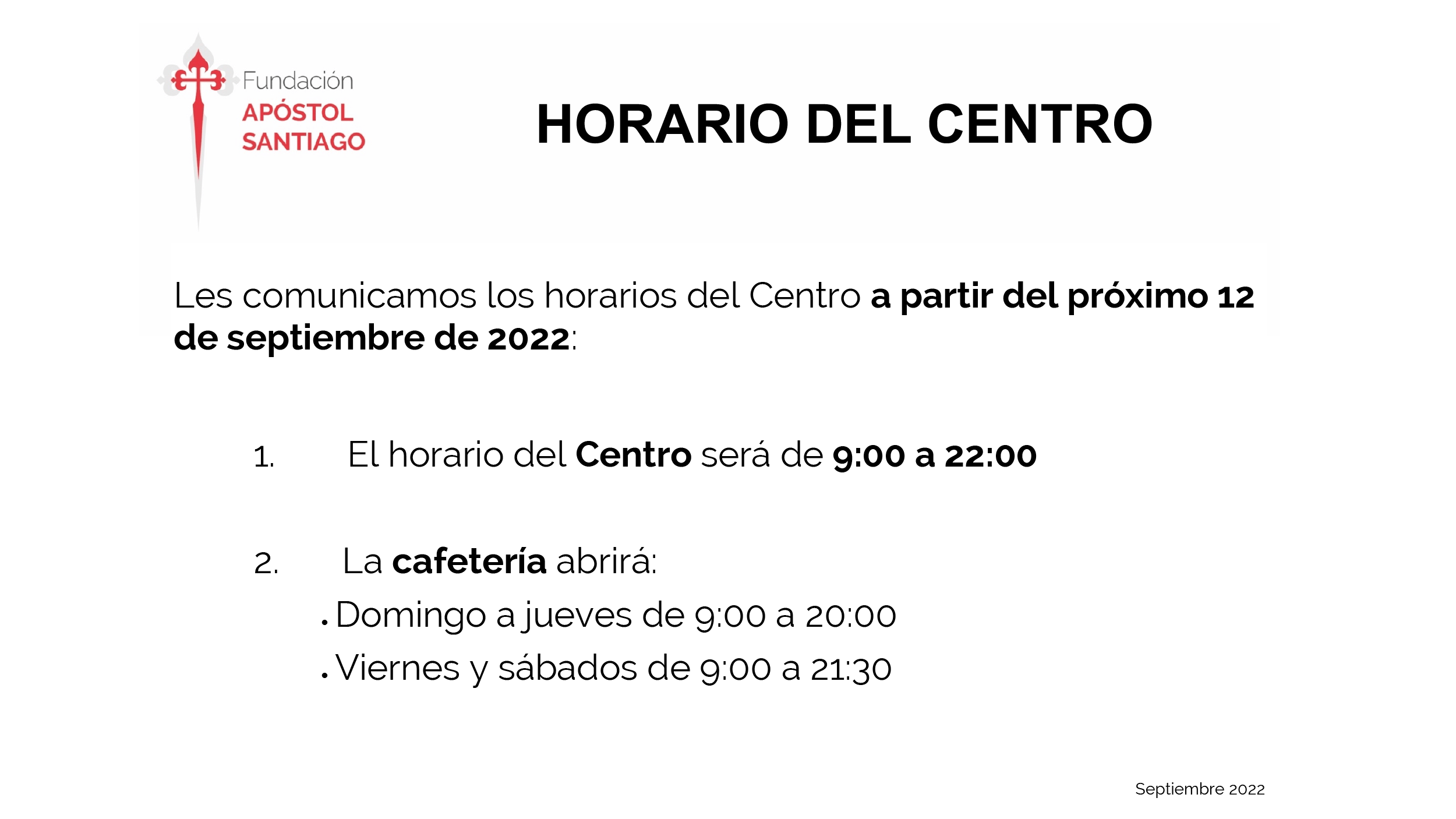 Horarios del Centro